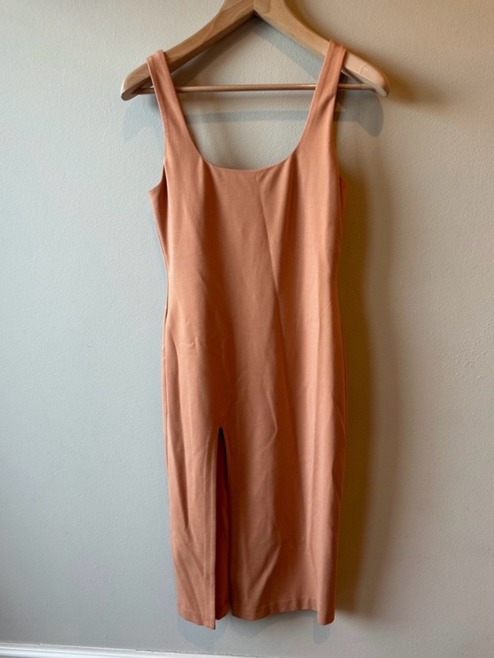 NBD Peach Midi Tank Dress with Front Slit
